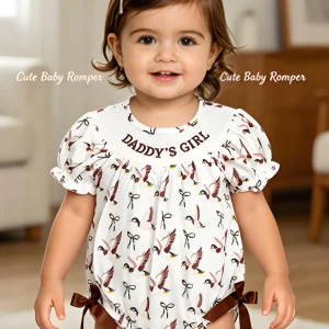 Daddy's Girl Duck Bow Baby Girl Romper