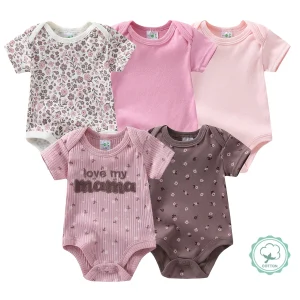 5pcs Set Baby Girl Short Sleeve Spring Summer Onesies