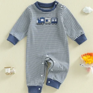 Toddler Boys Fall Striped Playsuit