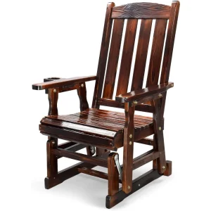 Wooden Rocking Chair with Cup Holder