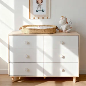 Baby 6-Drawer Storage Dresser with Solid Wood Legs