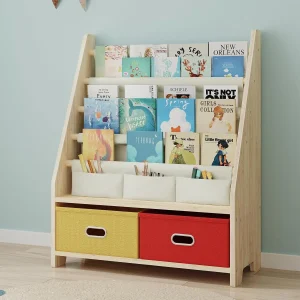 4-Tier Kids Book Shelf with Toy Storage