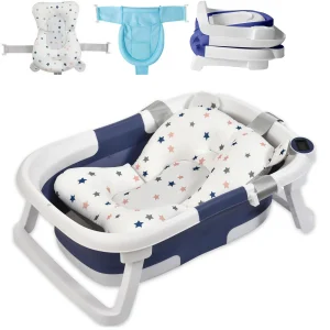 Foldable Baby Bath Tub with Bath Cushion